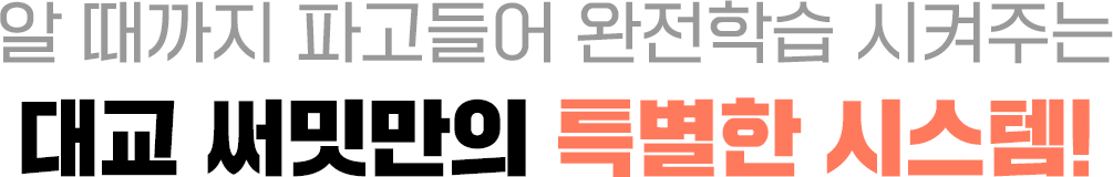 알 때까지 파고들어 완전학습 시켜주는 대교 써밋만의 특별한 시스템!