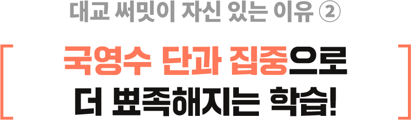 대교 써밋이 자신 있는 이유 ➁ 국영수 단과 집중으로 더 뾰족해지는 학습!