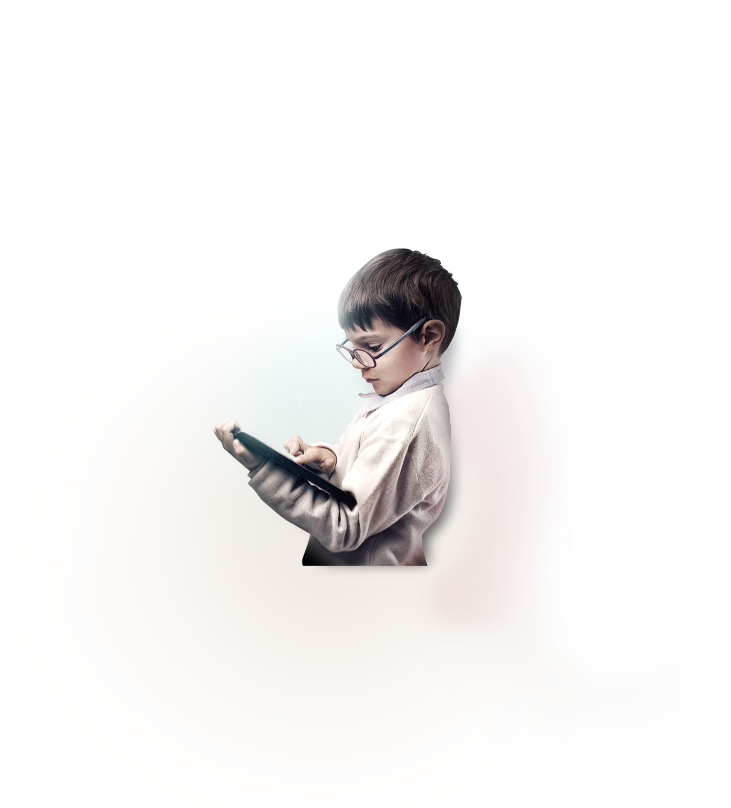 태블릿으로 써밋수학 공부하는 남자 아이